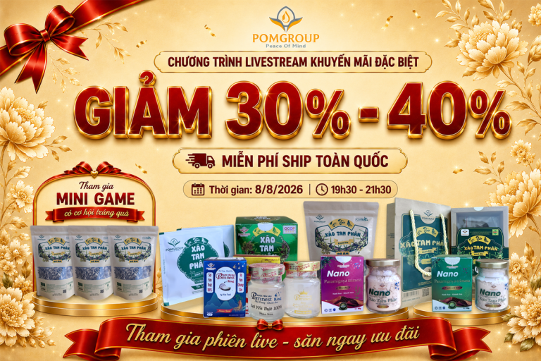 Livestream Pomgroup khuyến mãi giảm 30–40% ngày 08/08/2026